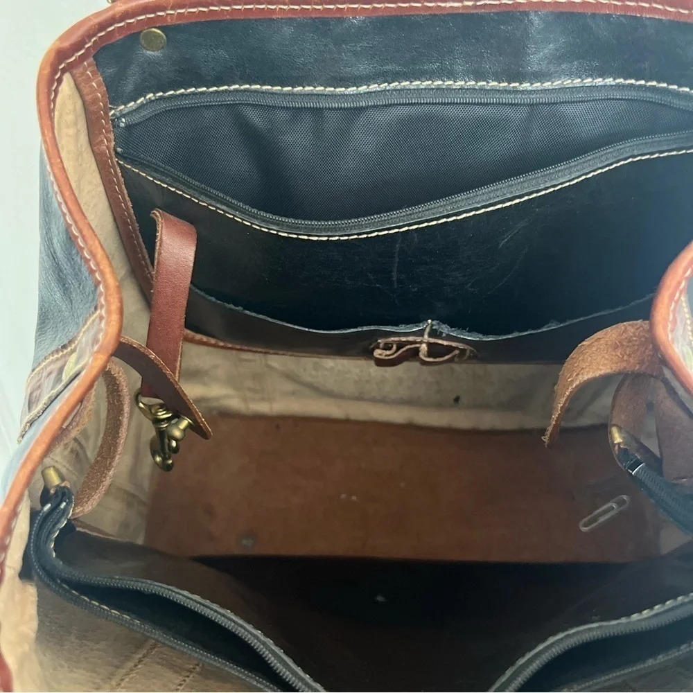 Vintage Brahmin brown & black purse tote leather - Picture 10 of 13